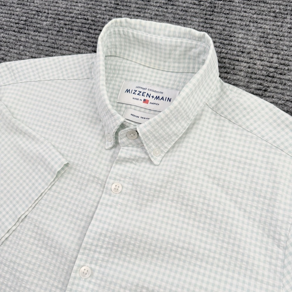 Mizzen+Main Leeward Shirt Men Small Seersucker Trim Fit Short Sleeve Button